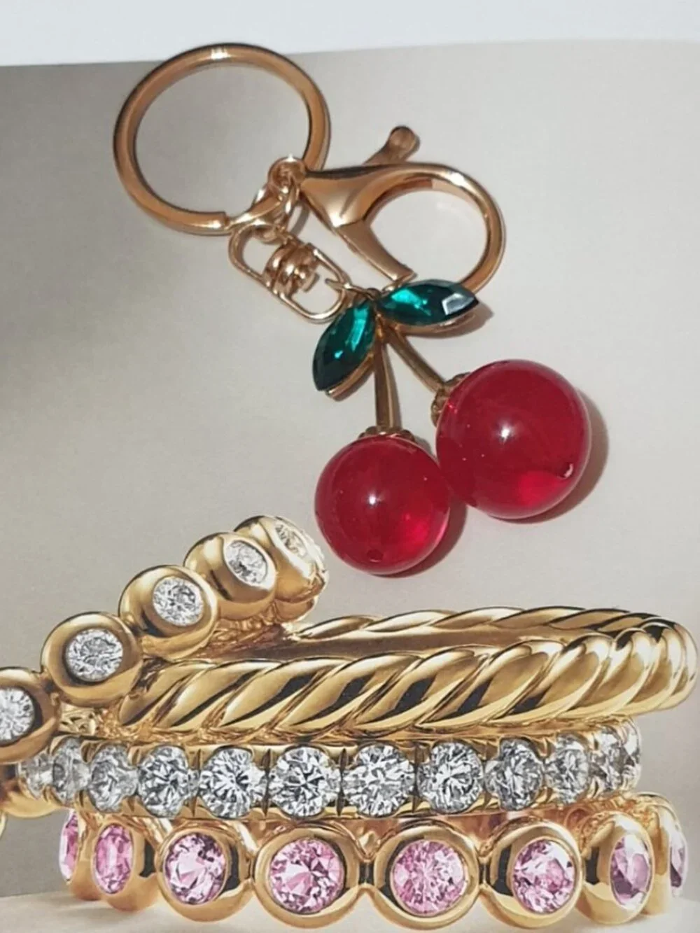 Women Cherries Keyring Key Chain Handbag Charm Casual Formal Accessory Gift